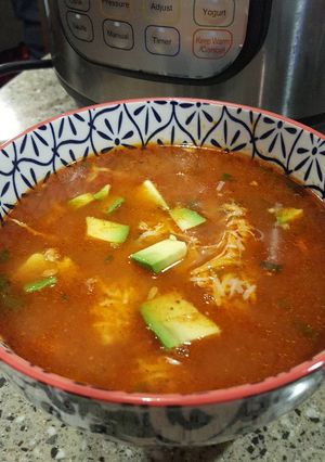 A picture of Instant Pot Chicken Tortilla Soup.