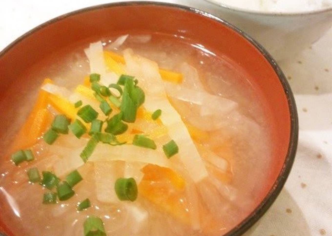 Miso soup made from radish, daikon, carrots