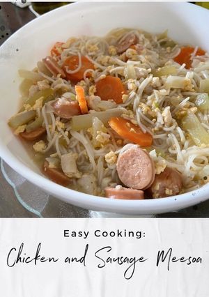Foto resep Easy Cooking: Chicken and Sausage Meesoa (Misua Ayam Dan Sosis)
