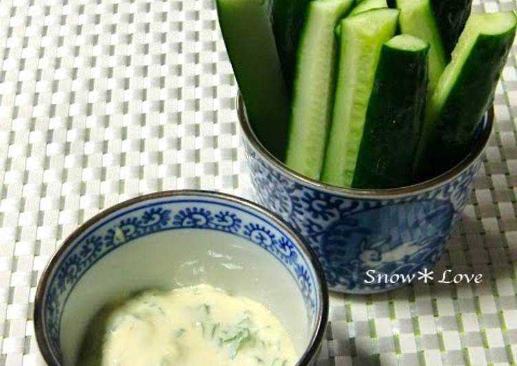 Recipe of Award-winning Cucumbers with Shiso and Mayonnaise Dip