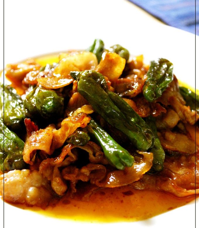 A picture of Spicy Stir-Fry with Pork and Shishito Peppers.