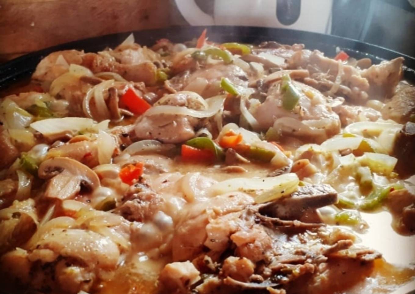 Pollo al Disco con Champiñones