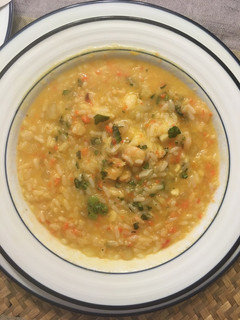 Una foto de Caldillo (sopa) de pescado y camarones en Thermomix