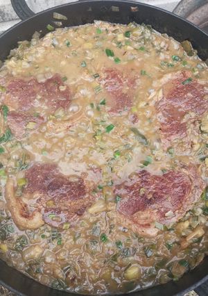 Una foto de Bife de chorizo al verdeo (al disco)