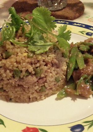 A picture of French Bean Fried Rice with Stir Fried French Bean..