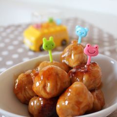 A picture of Faux Meatballs?! with Thinly Sliced Pork.