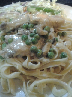 A picture of Mums chicken winged fetuccine.