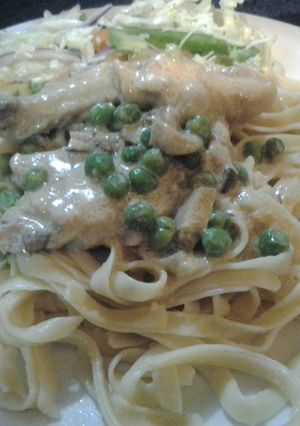 A picture of Mums chicken winged fetuccine.