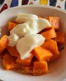 Boniato asado con yogur sabor coco