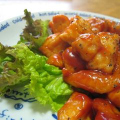 A picture of Chicken Breast Sautéed in Ketchup.