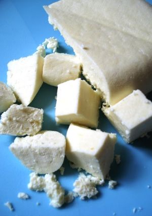 A picture of Paneer Cheese for Curry and Desserts.