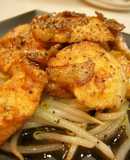 Butter-sautéed Bean Sprouts and Garlic Chicken with Caramelized Soy Sauce