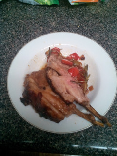 A picture of Lamb chops with pineapple juice marinade.