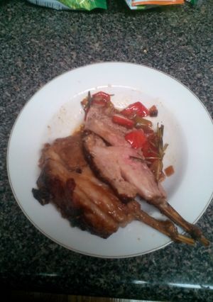 A picture of Lamb chops with pineapple juice marinade.