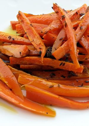 A picture of Baked carrot (cumin seeds and olive oil).