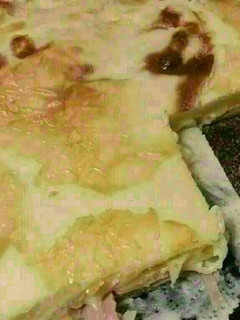 Una foto de Torta de jamón y queso masa en licuadora