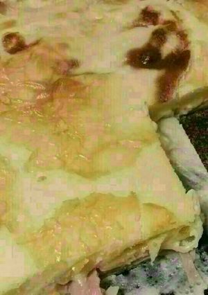 Una foto de Torta de jamón y queso masa en licuadora