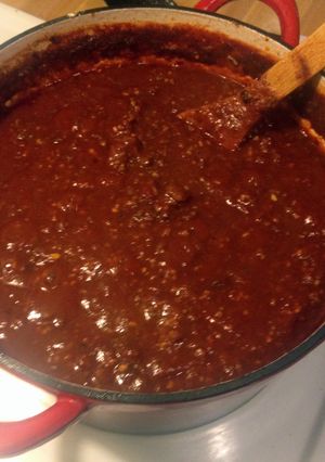 A picture of Arrogant Bastard Chili.