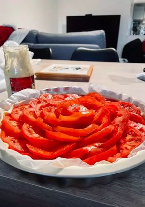 Une photo de Tarte thon tomate mozza