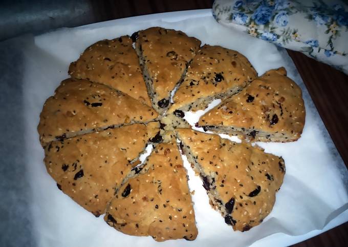 Easiest Way to Prepare Quick Sesameseeds-cranberry-chocolatechips scone (eggless)