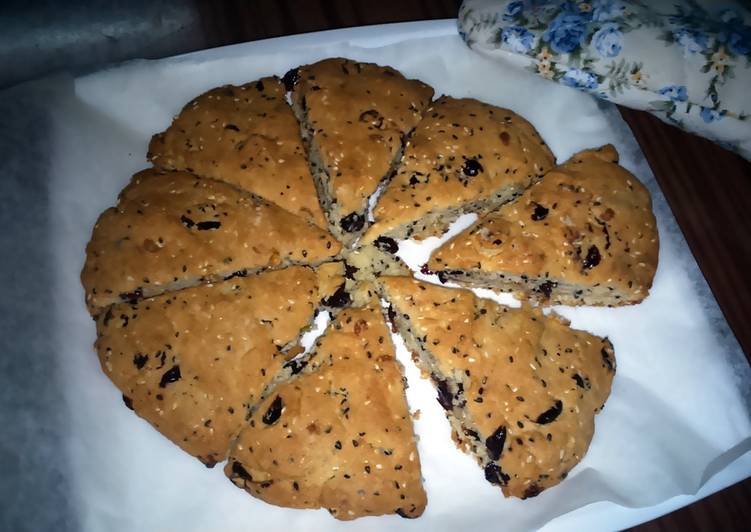 Steps to Make Ultimate Sesameseeds-cranberry-chocolatechips scone (eggless)