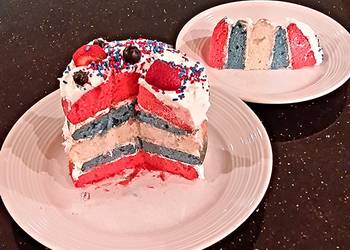 Unique Cuisine White Butter Cake with Patriotic Stripes Delicious Simple