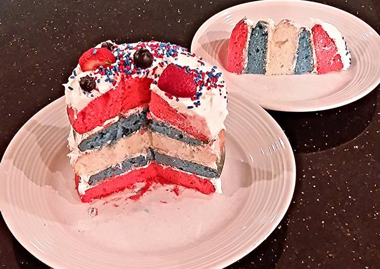 Recipe of Favorite White Butter Cake with Patriotic Stripes