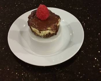 Easy Fast Cooking Individual  Vanilla  Cheesecakes with Chocolate Ganach Topping Delicious Nutritious