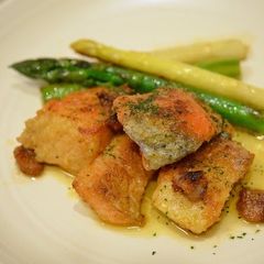 A picture of Salmon Sautéed with Mango Fruit Brandy.