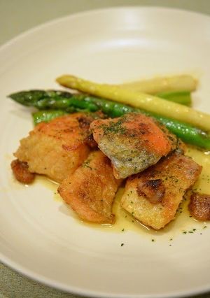 A picture of Salmon Sautéed with Mango Fruit Brandy.