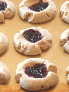 A picture of Peanut Butter and Jelly Thumbprints.