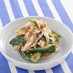 A picture of Honey Vinegar Miso Chicken and Cucumber.