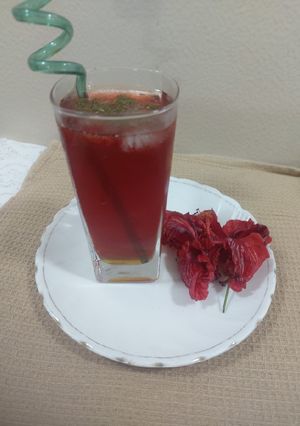 A picture of Hibiscus ice tea / refreshing cooled.
