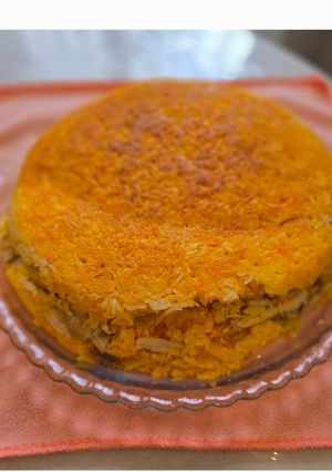 عکسی از دستور ✨️ته چین مرغ ضیافتی از رنگ و عشق🌟