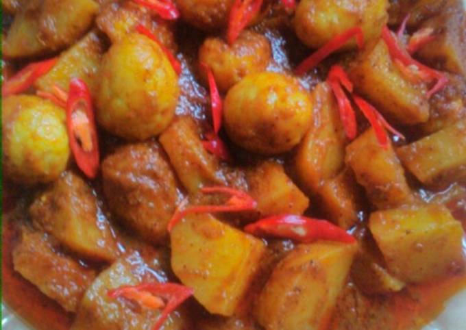 Rendang kentang,telur puyuh bumbu instant#SeninSemangat