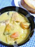Healthy Cream Stew with Salmon and Kabocha Squash