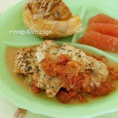 A picture of Microwaved Gorgonzola Garlic Chicken.