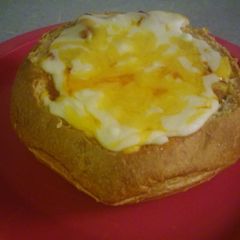 A picture of Easy manwich in bread bowl.