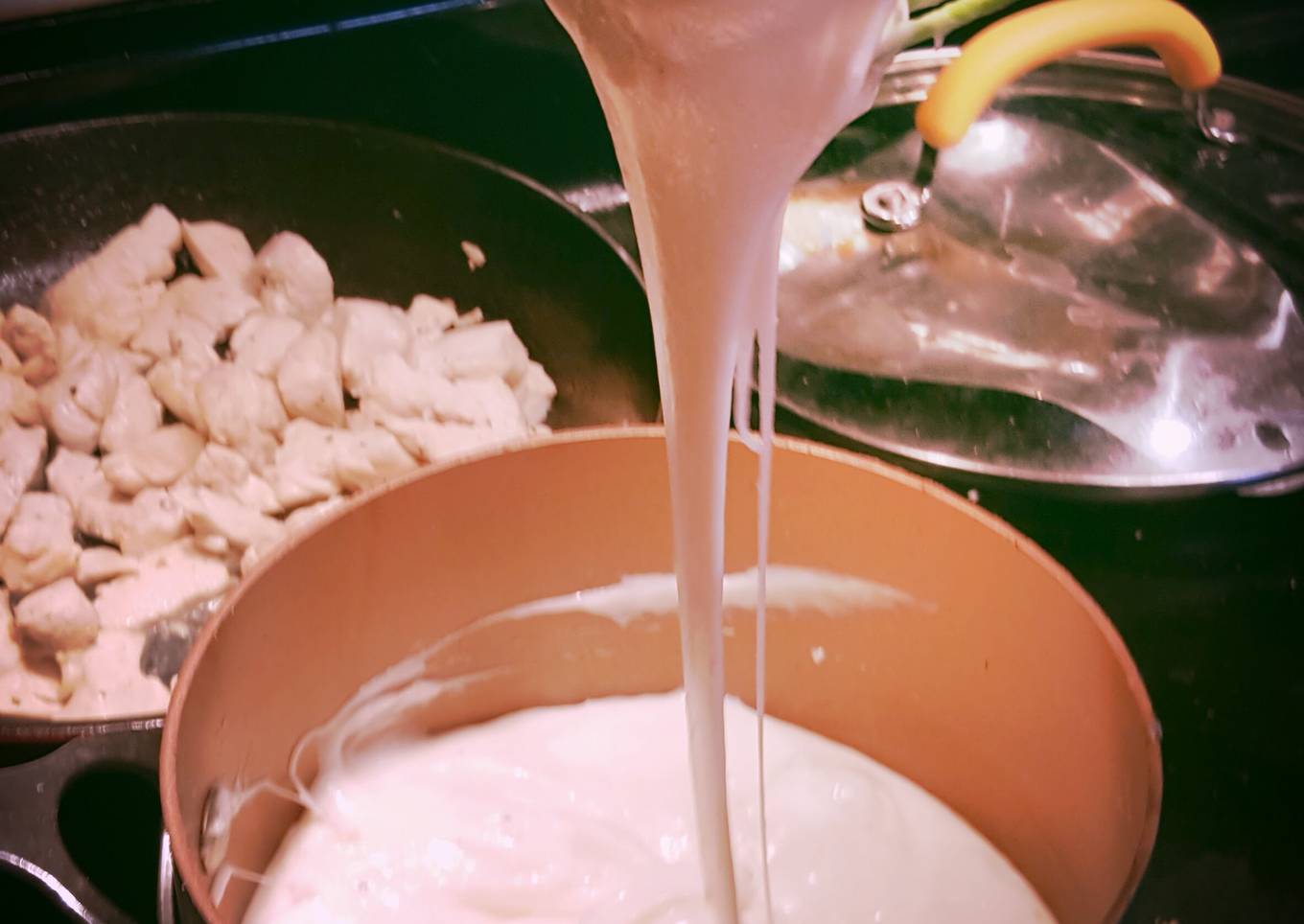 Baked broccoli chicken alfredo