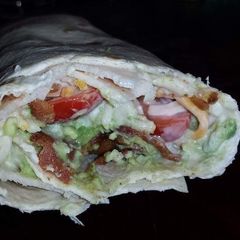 A picture of Ranch BLT chicken avacado wrap.