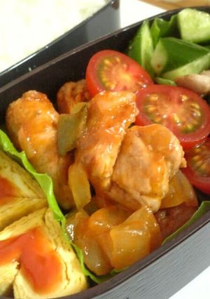 A picture of Sweet and Sour Pork in 10 minutes.