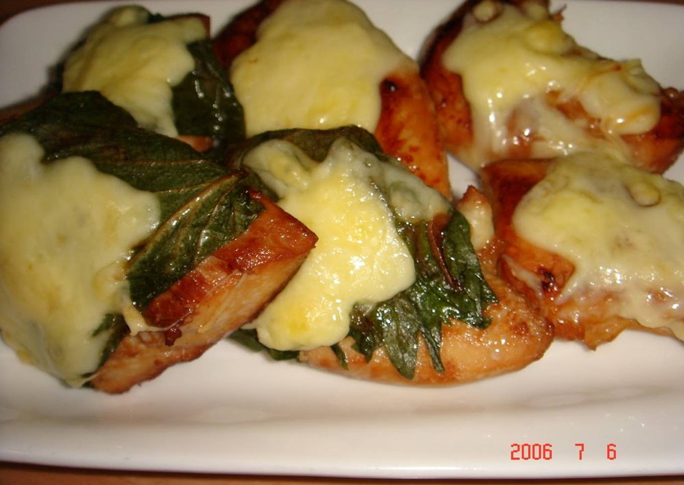 Chicken Tenders With Garlic Soy Sauce Shiso Leaves and Cheese