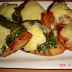 A picture of Chicken Tenders With Garlic Soy Sauce Shiso Leaves and Cheese.