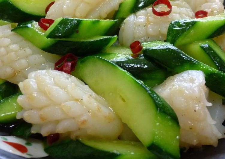 Simple Way to Prepare Super Quick Homemade Chinese Stir-Fry with Squid and Cucumber