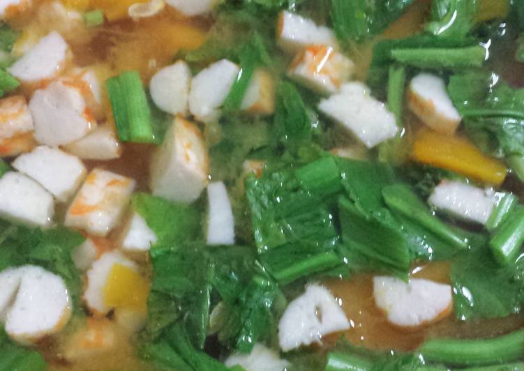Kabocha squash with vegetarian shrimp soup
