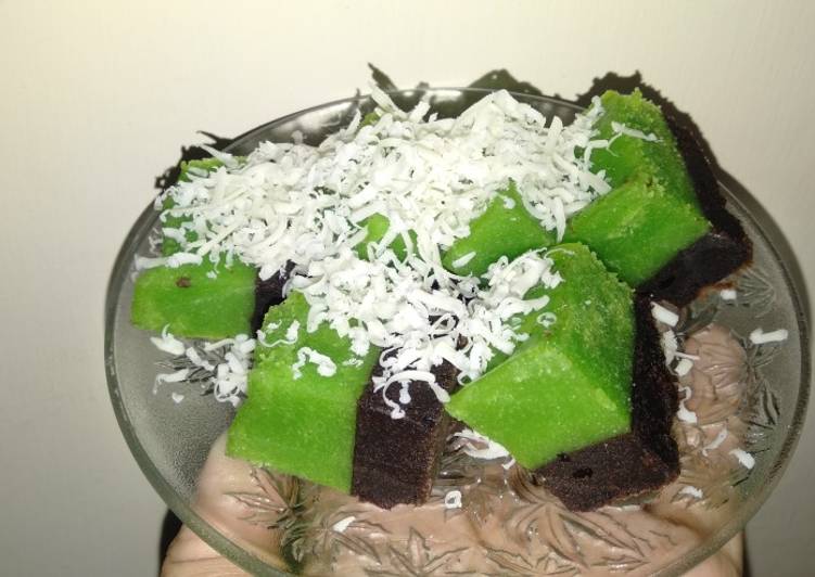 Brownies Coklat-Pandan Kukus