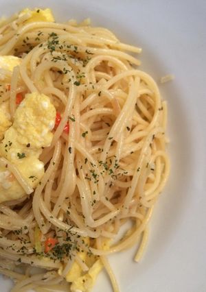 Foto resep Spaghetti Aglio E Olio with Scramble Egg