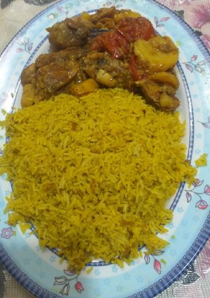 عکسی از دستور خوراک مرغ با سیب زمینی