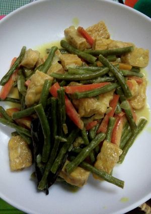 Foto resep Kacang panjang+wortel+tempe masak santan kuning