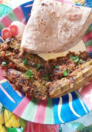 A picture of Chatpaty Bahry karely with roti.